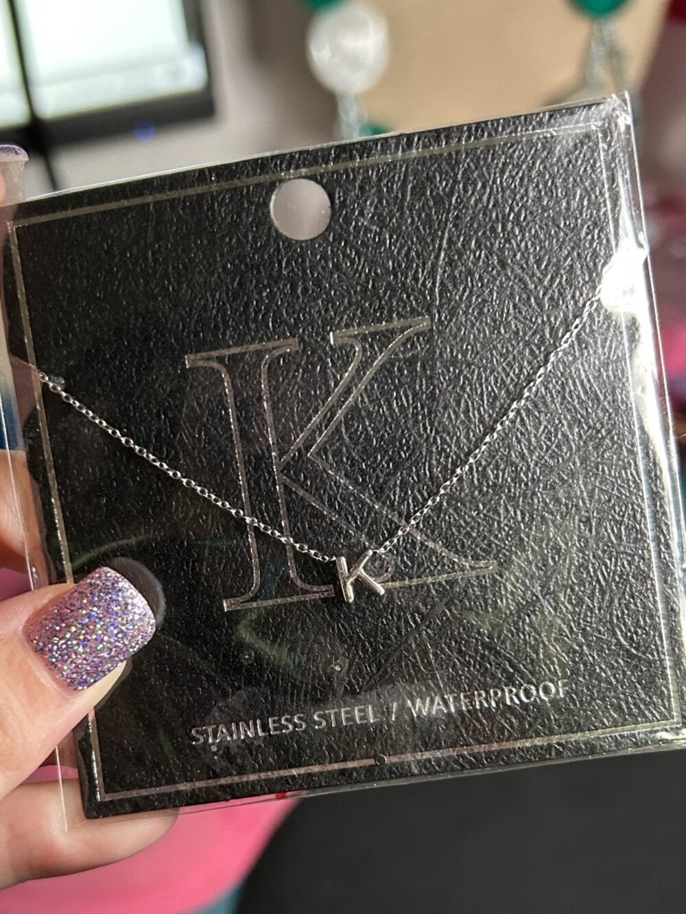 Francesca's Silver Stainless Steel Waterproof Mini Initial K Necklace - NWT